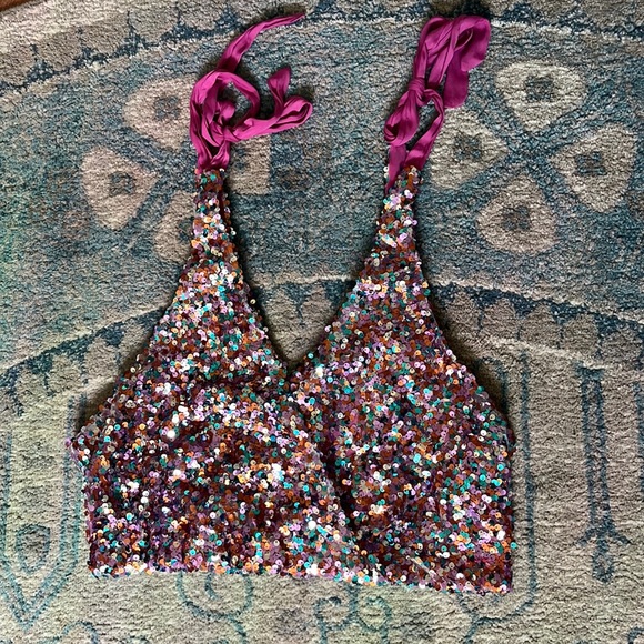 BNWOT Free People Sequin Top - Picture 1 of 6